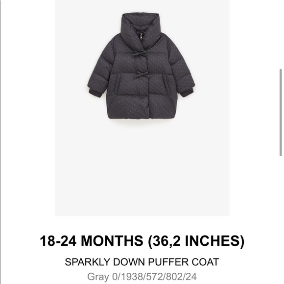 Zara Sparkly Down puffer coat, size 18-24 mo - Picture 2 of 15